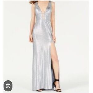 Blondie Nites Shimmering Silver Metallic Dress size 11 Junior/size M women.